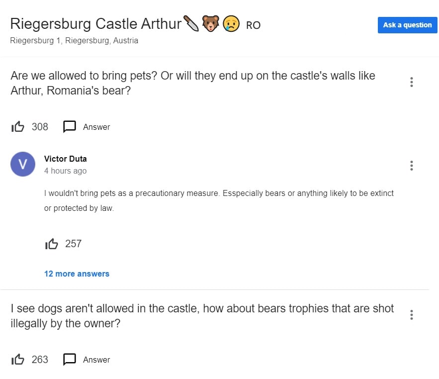 Români răspunzând întrebărilor despre castelul Riegesburg