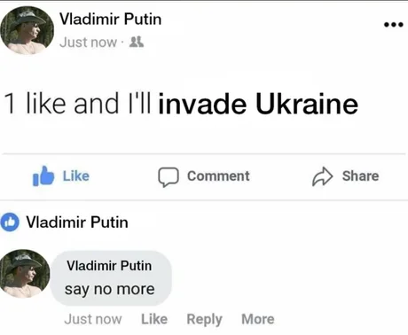 Memă cu Vladimir Putin pe Twitter despre invadarea Ucrainei