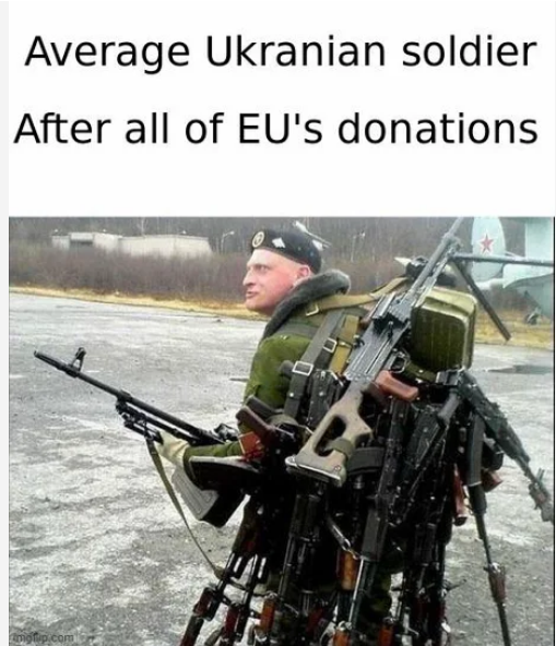 Ukrainian soldier with military equipment meme