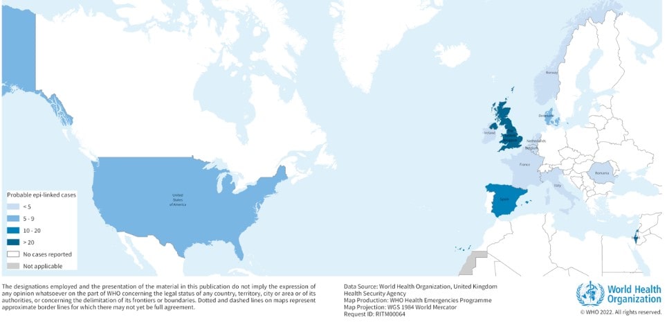  Distribution of cases of acute severe hepatitis of unknown origin by country