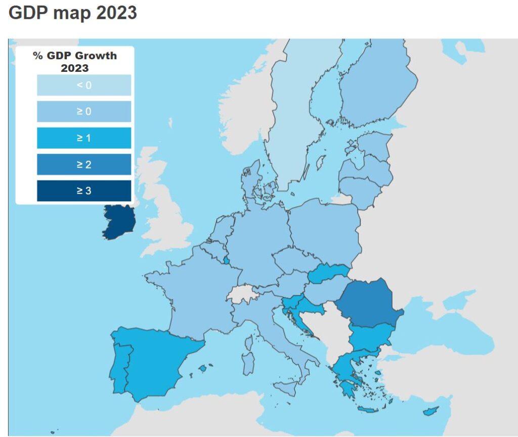 Harta PIB 2023 în UE