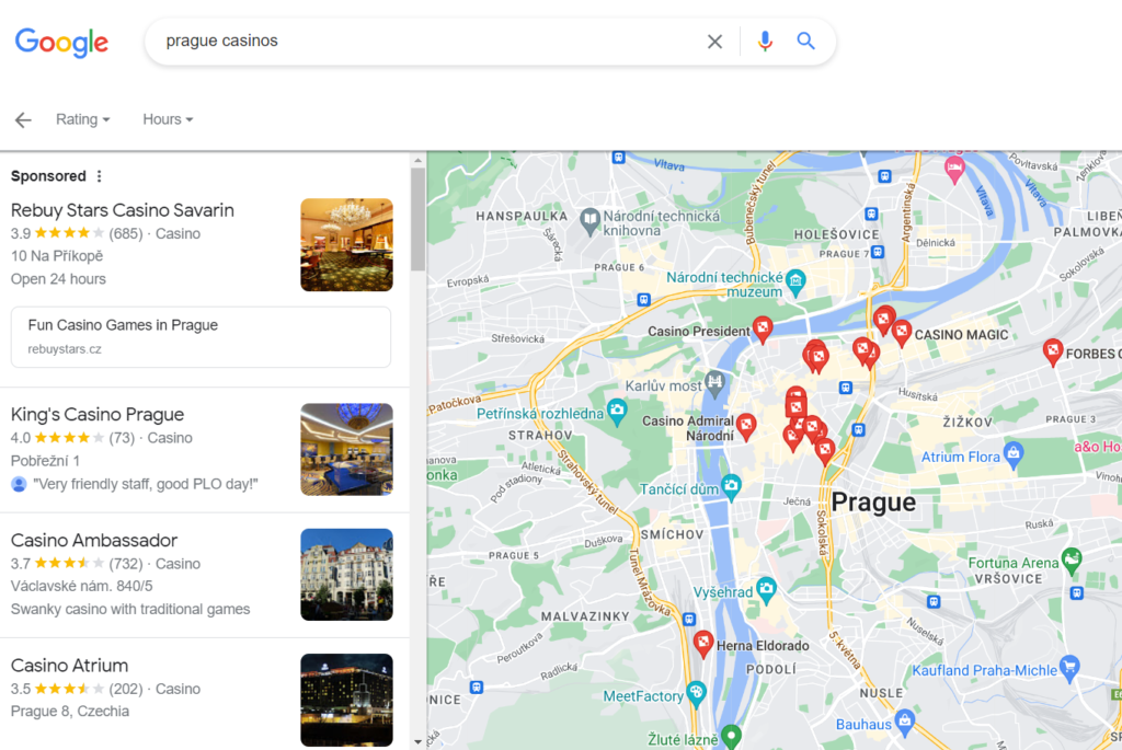Casinos in Prague - maps