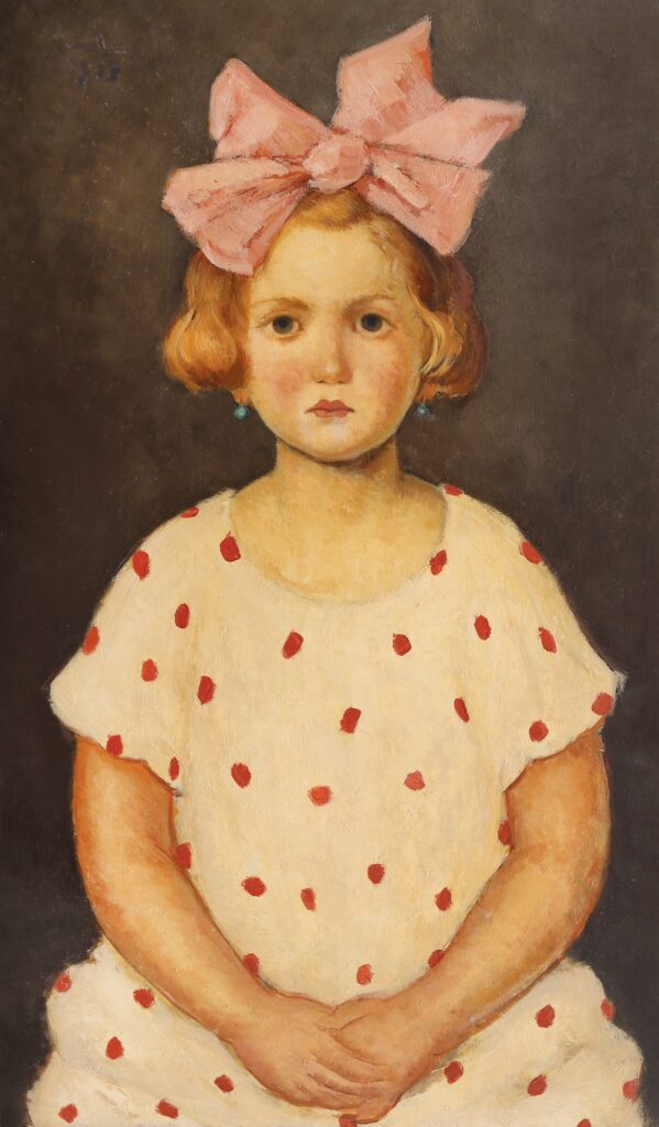 Pictură de Tonitza - Fetiță cu fundiță roz
